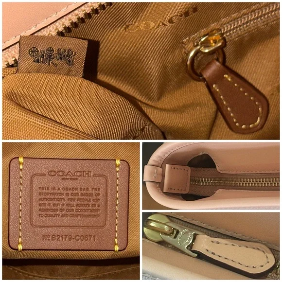 COACH Horse & Carriage Jacquard City Tote w/Leather Trim in Blush Pink, NWOT - Picture 9 of 16